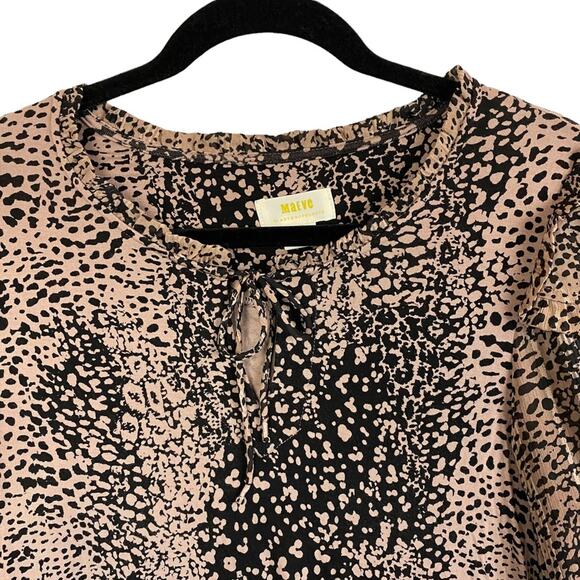 Anthropologie Maeve Black Tan Ruffle Sleeve Top Size Small - Picture 2 of 7